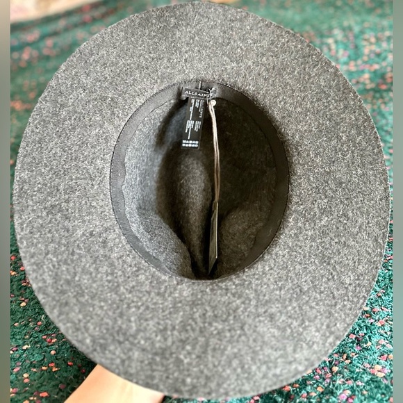 ‼️RARE‼️?ALL SAINTS??NWT?Long Brim Fedora w/ Logo Rivet in Cinder Black Marl main image 3